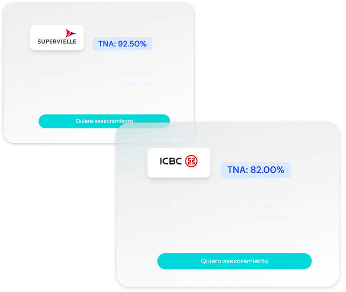 Vista previa del simulador de crédito Autify mostrando comparación de bancos